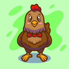 Cute hen mascot illustration design