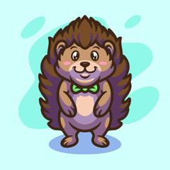 Cute hedgehog mascot illustration design