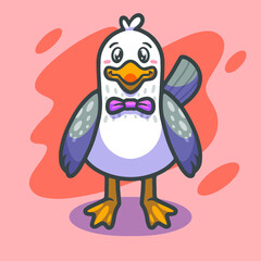 Cute seagull mascot illustration design