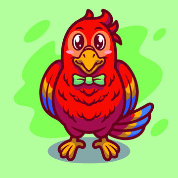 Cute parrot mascot illustration design