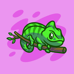 Cute chameleon mascot illustration design