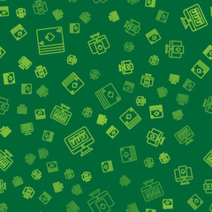 Set line Deck of playing cards, Online slot machine with jackpot and poker table game on seamless pattern. Vector