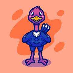 Cute ostrich mascot illustration design