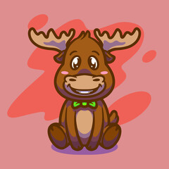 Cute moose mascot illustration design