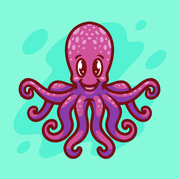 Cute octopus mascot illustration design