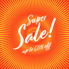 Super sale up to 50 percent off banner.