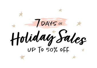 7 days of holiday sales up to 50% off banner.