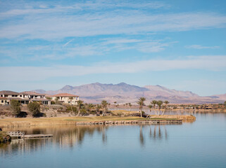 Sunny view of the lake landscape of Lake Las Vegas