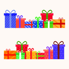 Colorful set of Christmas surprises gifts box illustration