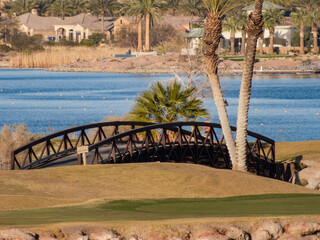 Sunny view of the lake landscape of Lake Las Vegas