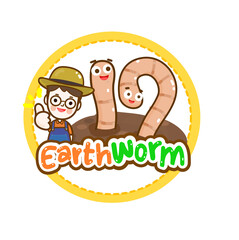 Obraz premium Cartoon Earthworm character .