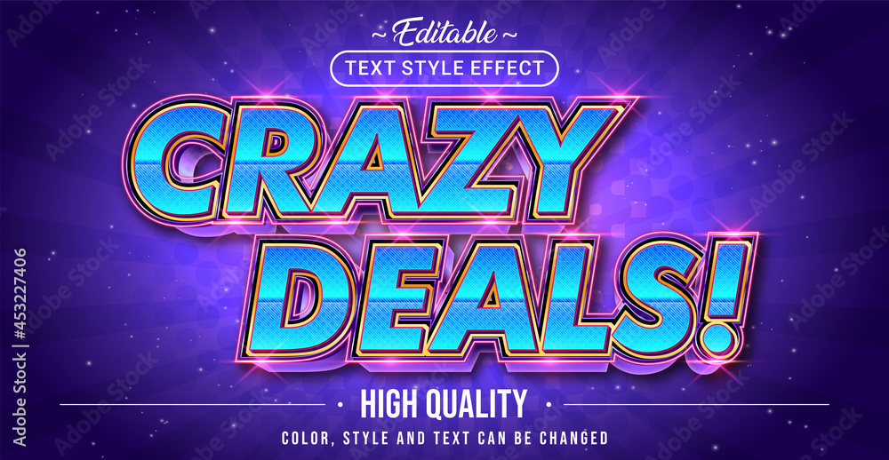 Poster editable text style effect - crazy deals text style theme.