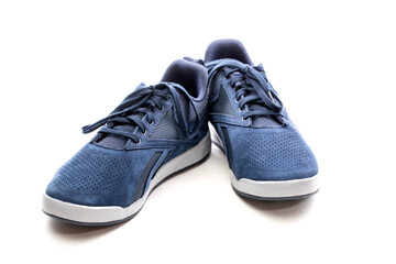 Blue sports men's sneakers on a white background