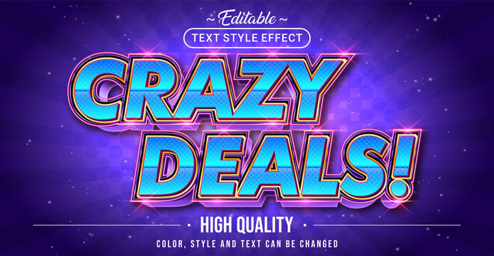 Editable Text Style Effect - Crazy Deals Text Style Theme.