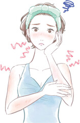 日焼けを気にする女性のイラスト