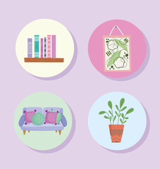 icons set of home decoration