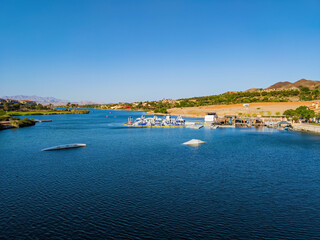 Sunny view of the lake landscape of Lake Las Vegas