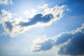 The background consists of large gray clouds in sky before heavy rain. Natural background. Weather forecast concept.