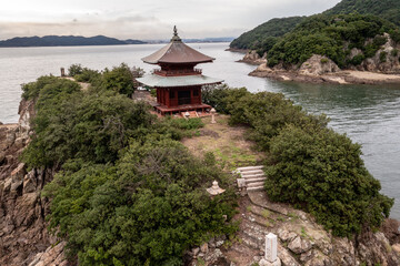 Aerial view from Buddhism temple in Benten island, Japan