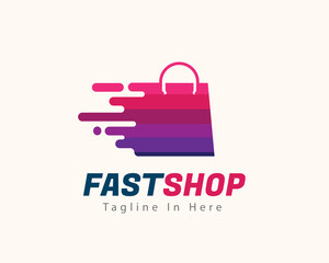 shopping bag moving delivery service logo template illustration