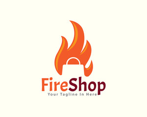 fire bag shop logo icon symbol design illustration