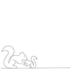 Squirrels line drawing vector illustration