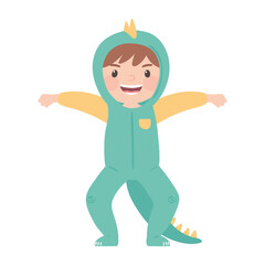 boy with dinosaur costume