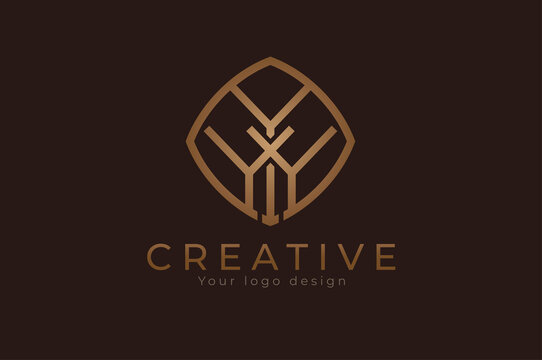 Triples Y monogram logo. initial YYY with Gold line style design template, usable for branding and business logos, Flat Logo Design Template, vector illustration