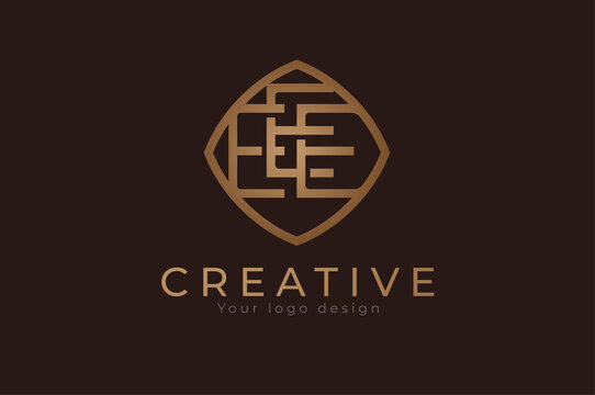 Triples E monogram logo. initial EEE with Gold line style design template, usable for branding and business logos, Flat Logo Design Template, vector illustration