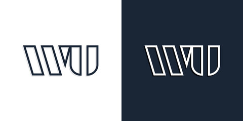 Abstract line art initial letters WU logo.