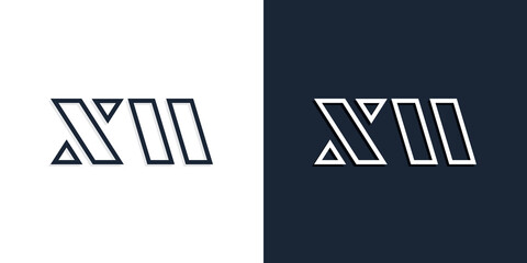 Abstract line art initial letters XM logo.