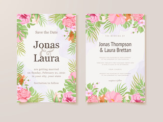 wedding invitation card with beautifull floral vector