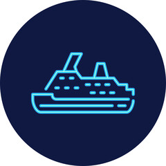 cruise ship neon icon