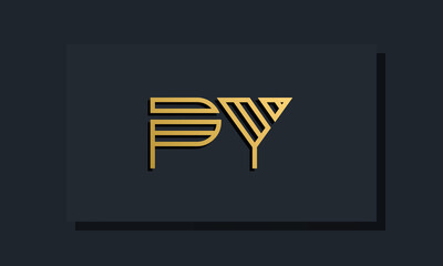 Elegant line art initial letter PY logo.