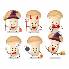 Halloween expression emoticons with cartoon character of slice enokitake