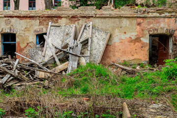 The ruins of a destroyed building