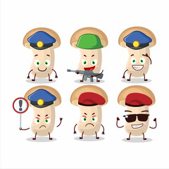 A dedicated Police officer of slice enokitake mascot design style