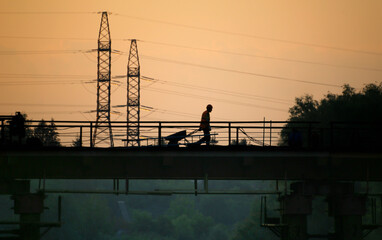 silhouette of worker