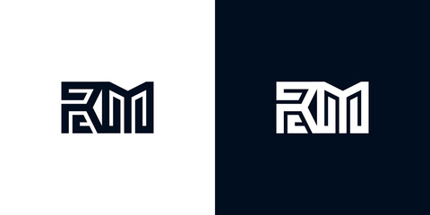 Minimal creative initial letters RM logo