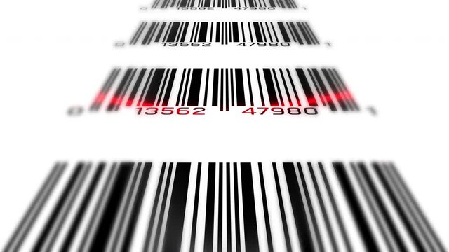 Seamless Loops Many Barcode Scanning with Depth or Field or Bokeh Animation on White Background