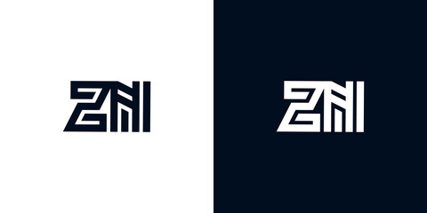 Minimal creative initial letters ZN logo