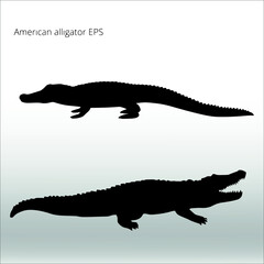 set of American alligator Silhouettes, line isolated or logo isolated sign symbol vector, outline and stroke style Collection of high-quality vector illustration,