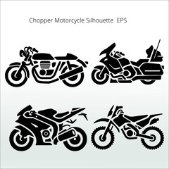 set of Chopper Motorcycle Silhouettes, line isolated or logo isolated sign symbol vector, outline and stroke style Collection of high-quality black style vector illustration,