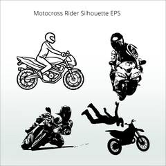 set of Motocross Rider Silhouettes, line isolated or logo isolated sign symbol vector, outline and stroke style Collection of high-quality color style vector illustration,