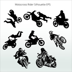 set of Motocross Rider Silhouettes, line isolated or logo isolated sign symbol vector, outline and stroke style Collection of high-quality color style vector illustration,