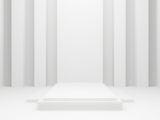 3D white geometric stage