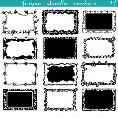 A set of decorative silhouettes of doodle frames.Rectangular sublimations. Ornaments, strokes, curls and lines. Gift design, packaging. Creating a mask in digital design.Halloween, New Year, Valentine