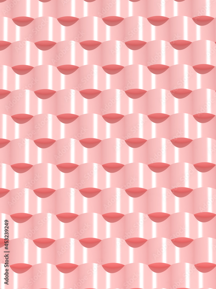 Aufkleber abstract pink geometric architecture, wave pattern, modern building facade design. 3d rendering.