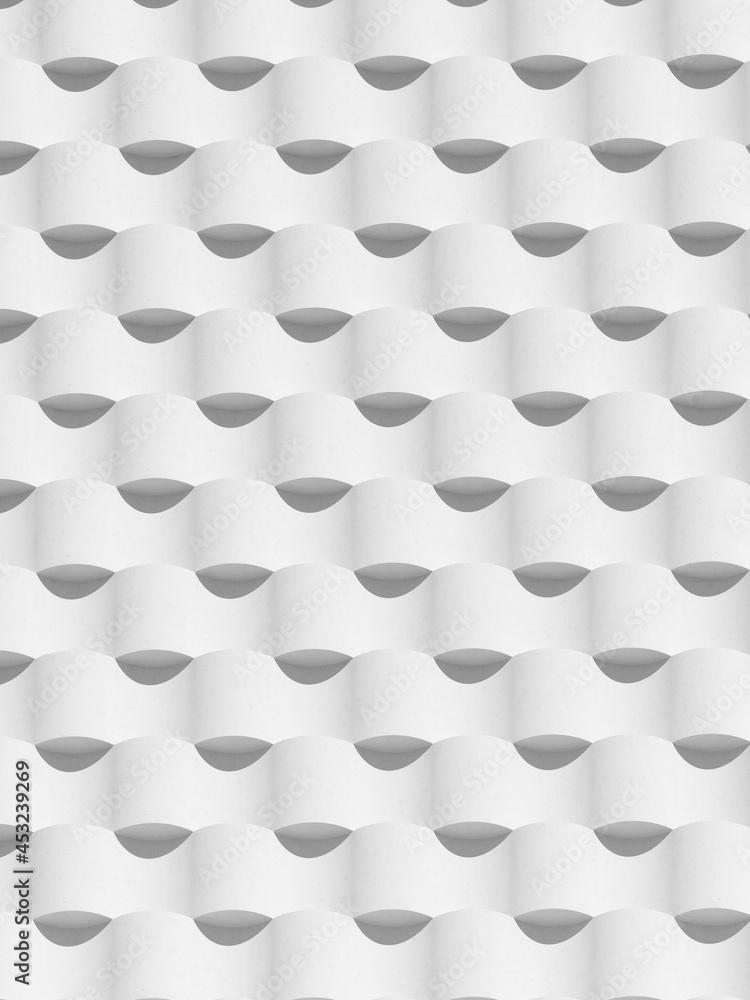 Poster Abstract white geometric architecture, wave pattern, modern building facade design. 3d rendering.