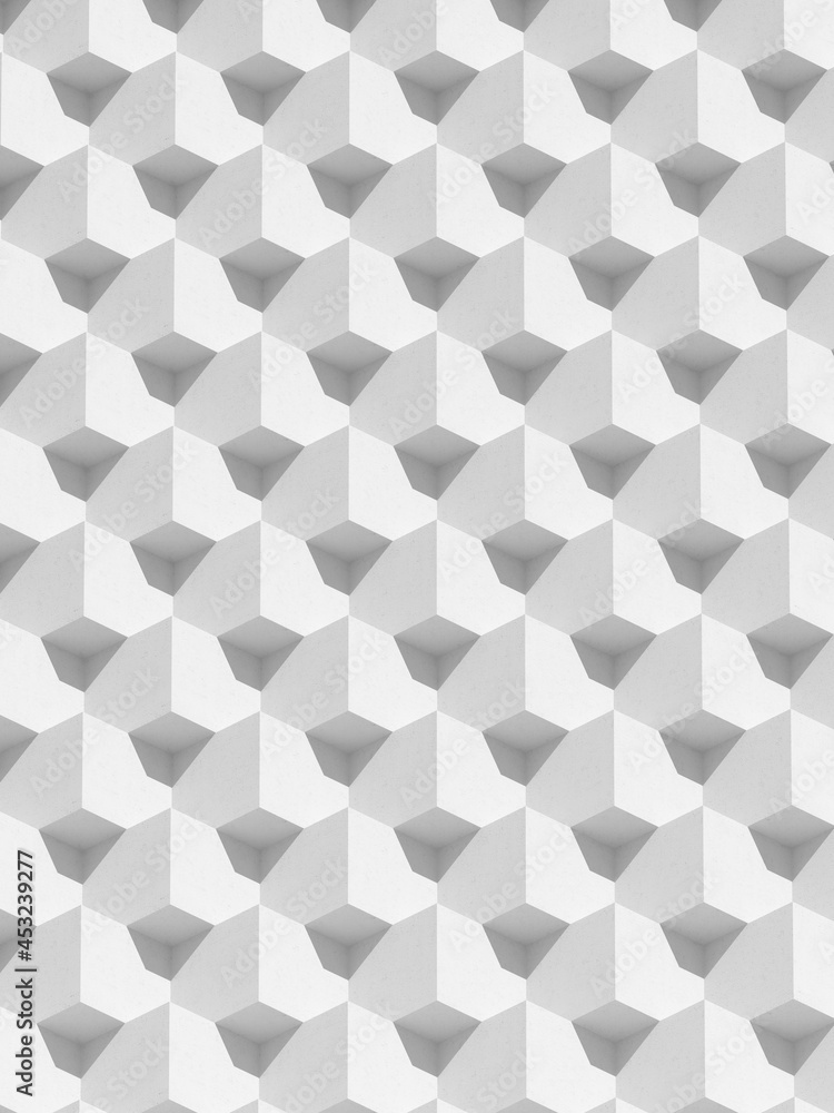 Aufkleber abstract white geometric architecture, blocks pattern, modern building facade design. 3d rendering.